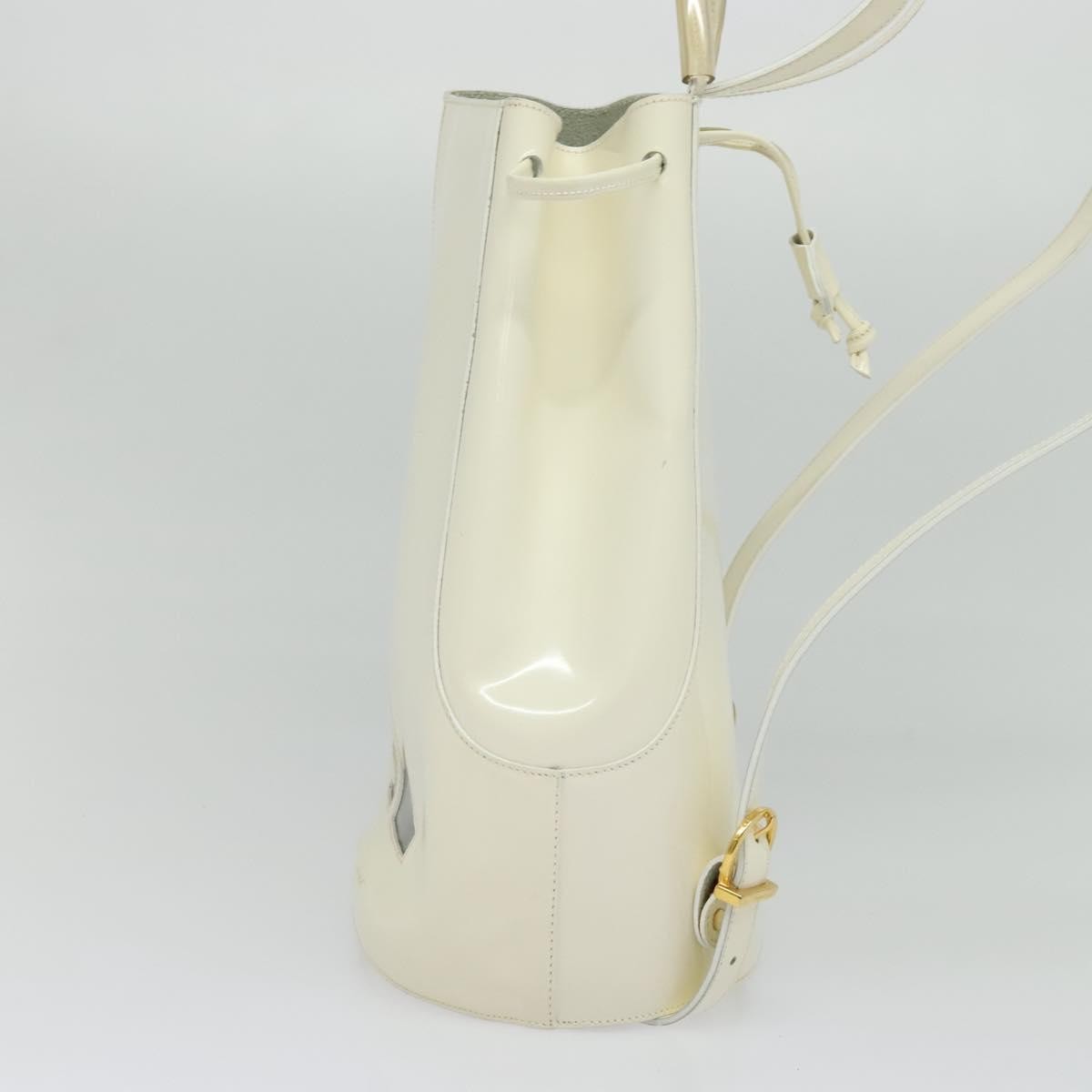 Salvatore Ferragamo Vintage Gancini Backpack Patent Leather, WHITE, PATENT_LEATHER, Backpack