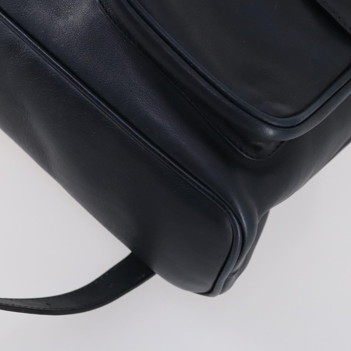 Gucci Vintage Bamboo Backpack Leather, Navy, Leather, Backpack