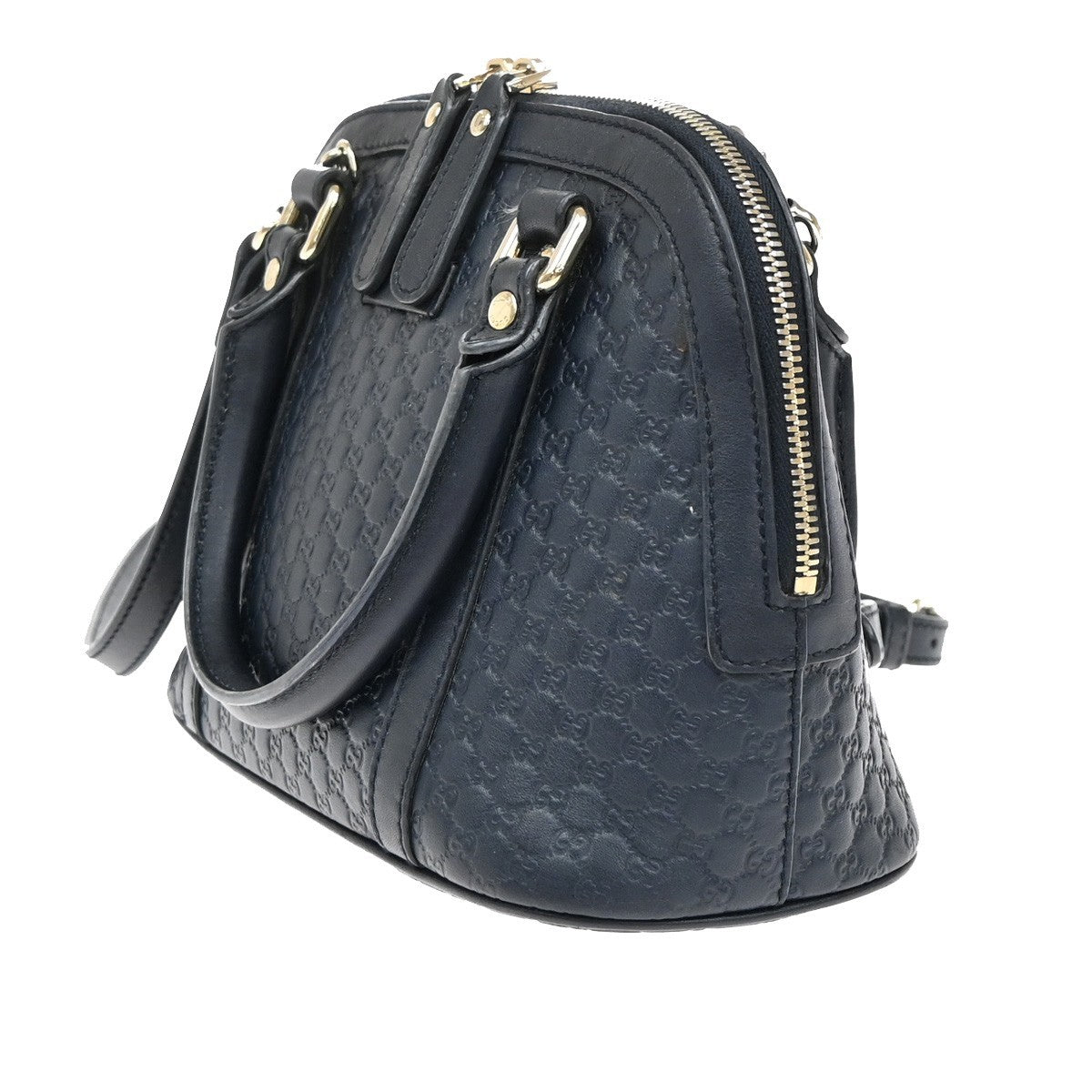 Gucci Convertible Dome Satchel Microguccissima Leather, NAVY, LEATHER, Handbag