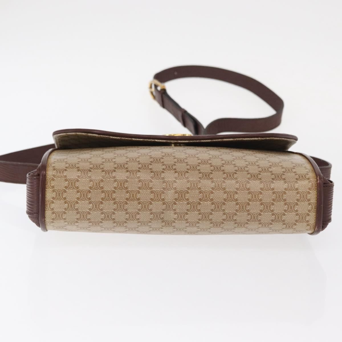 Celine Vintage Macadam Shoulder Bag Canvas and Leather, BEIGE, CANVAS, Shoulder bag