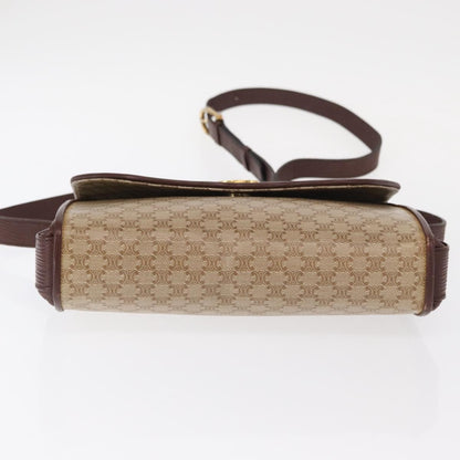 Celine Vintage Macadam Shoulder Bag Canvas and Leather, BEIGE, CANVAS, Shoulder bag