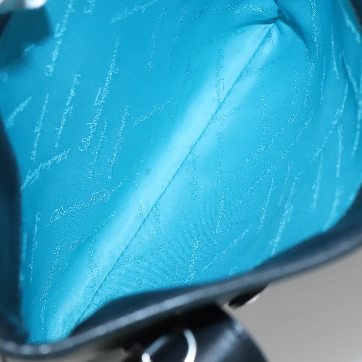 Salvatore Ferragamo Gancini handbag Leather, BLACK, LEATHER, Handbag