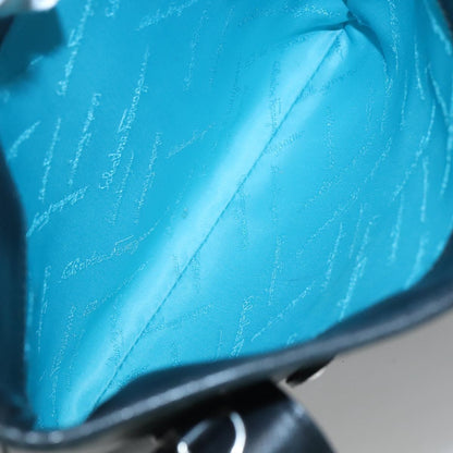 Salvatore Ferragamo Gancini handbag Leather, BLACK, LEATHER, Handbag