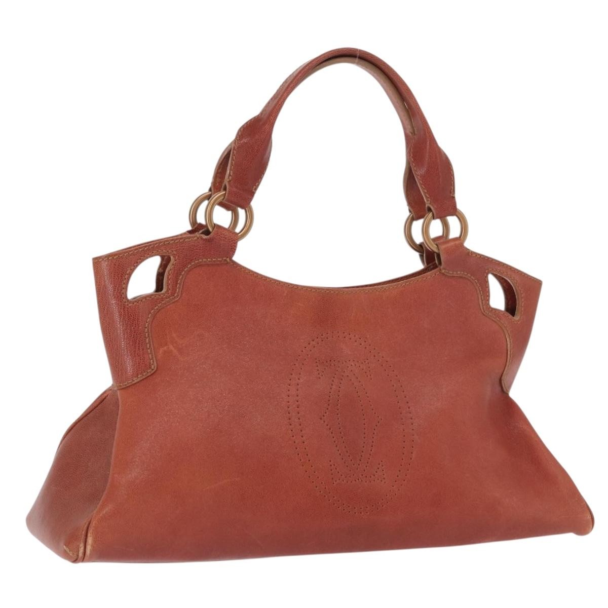 cartier Marcello Handbag Leather, BROWN, LEATHER, Handbag