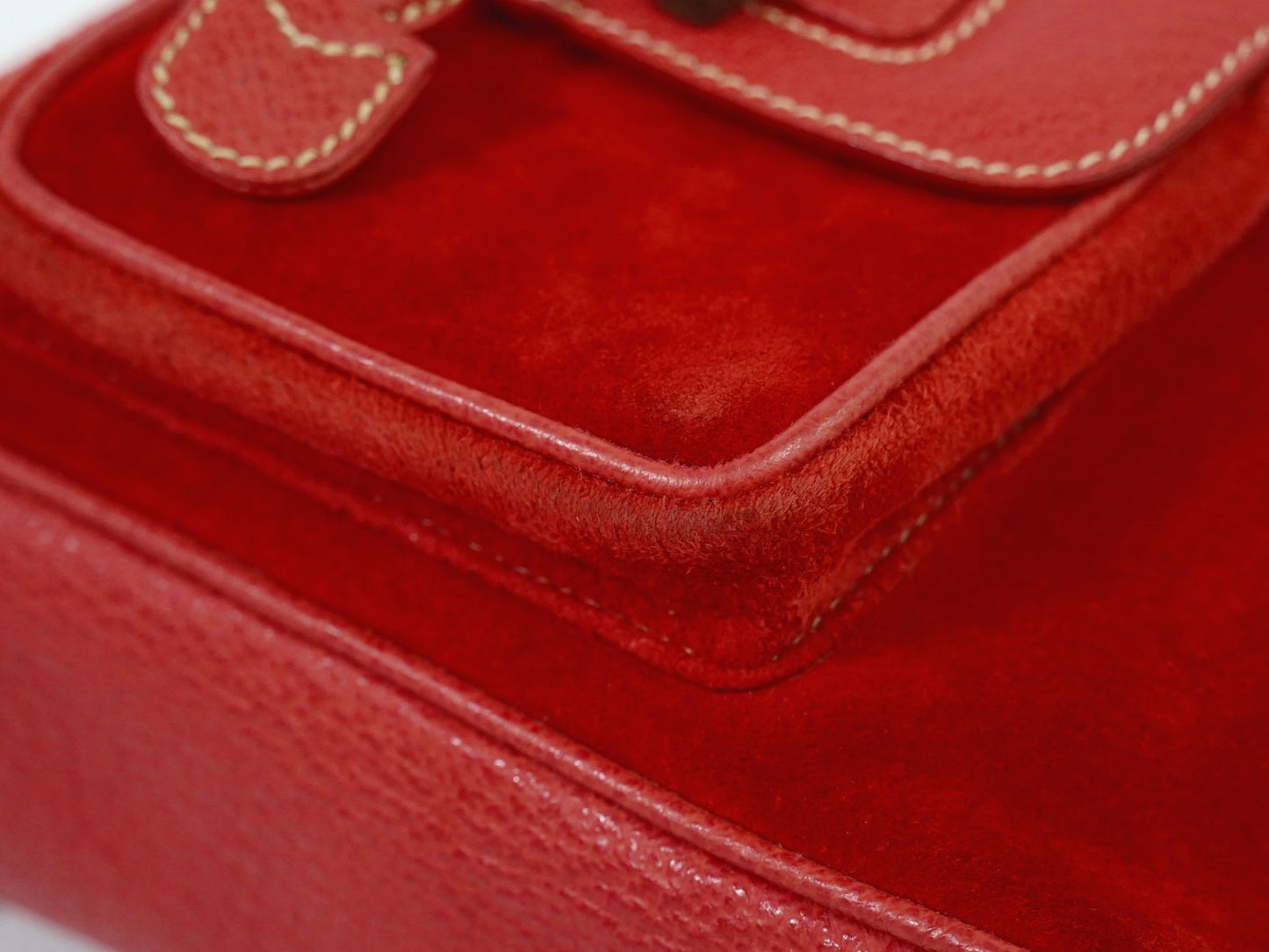 Gucci Vintage Bamboo Backpack Suede, RED, SUEDE, Backpack