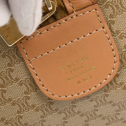 Celine Vintage Duffle Bag Canvas and Leather, BEIGE, PVC, Travel bag