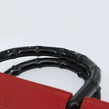 Gucci Vintage Bamboo Handle Bag Leather, RED, LEATHER, Handbag