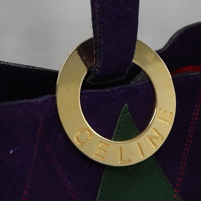 Celine Circle logo Suede and Leather, PURPLE, SUEDE, Shoulder bag