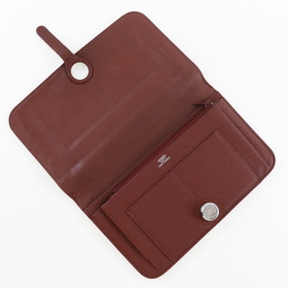 Hermes Dogon Duo Combined Wallet Leather, BURGUNDY, LEATHER, Wallets