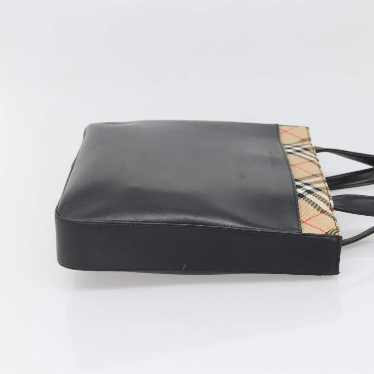 Burberry Nova Check Tote Canvas and Leather, BLACK, LEATHER, Tote bag