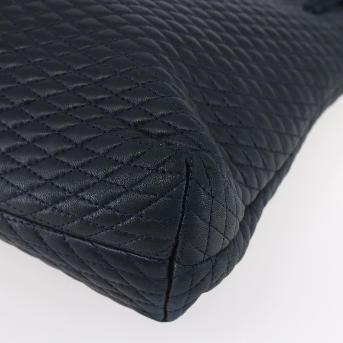 Bally Vintage Chain Shoulder Bag Quilted Leather, NAVY, LEATHER, Shoulder bag