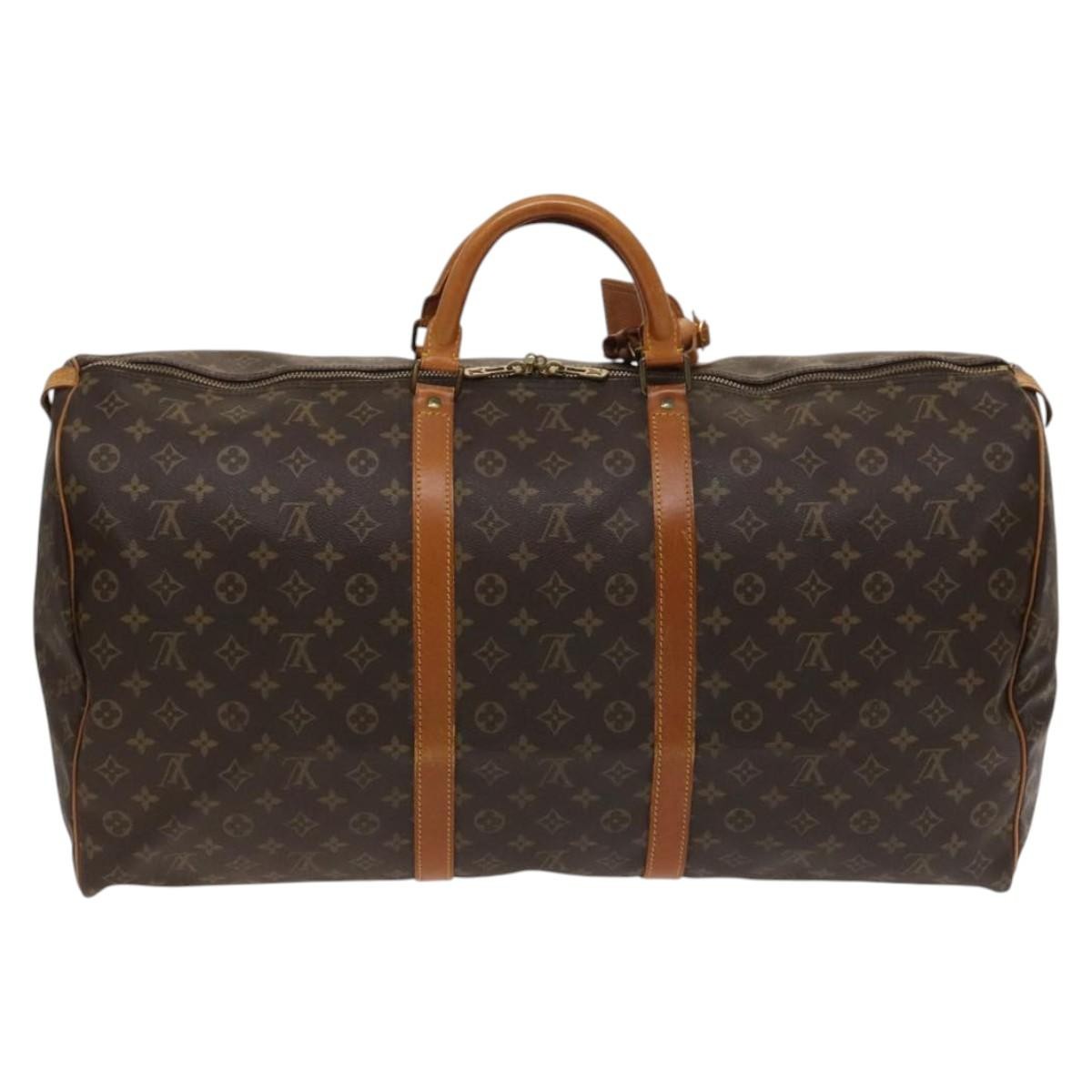 Louis Vuitton Keepall Bag Monogram Canvas, BROWN, CANVAS, Travel bag