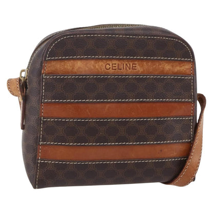 Celine Vintage Macadam Shoulder Bag Canvas and Leather, BROWN, CANVAS, Shoulder bag