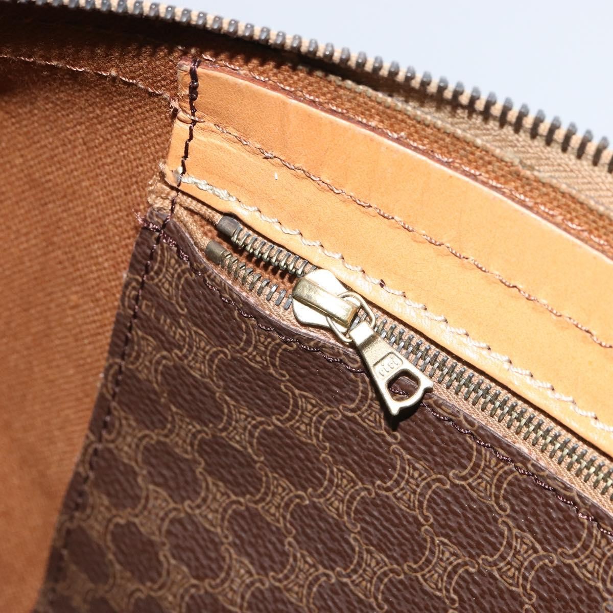 Celine Vintage Macadam Boston bag Canvas and Leather, BROWN, PVC, Travel bag