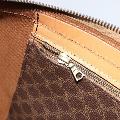 Celine Vintage Macadam Boston bag Canvas and Leather, BROWN, PVC, Travel bag