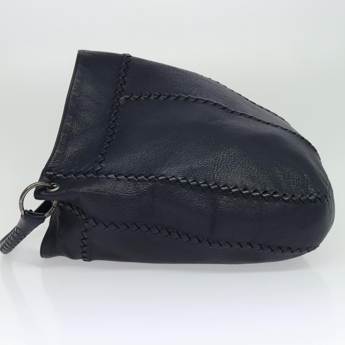 Bottega Veneta Open Hobo Cervo with Intrecciato Detail, NAVY, LEATHER, Shoulder bag