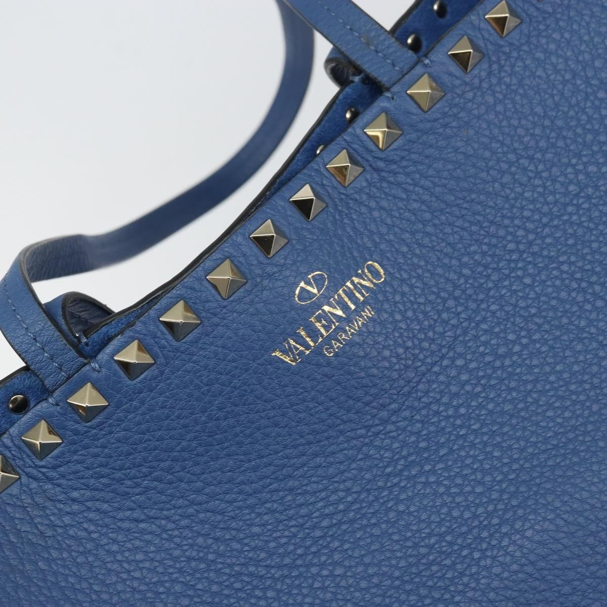 Valentino Garavani Rockstud Shopper Tote Leather, BLUE, LEATHER, Tote bag