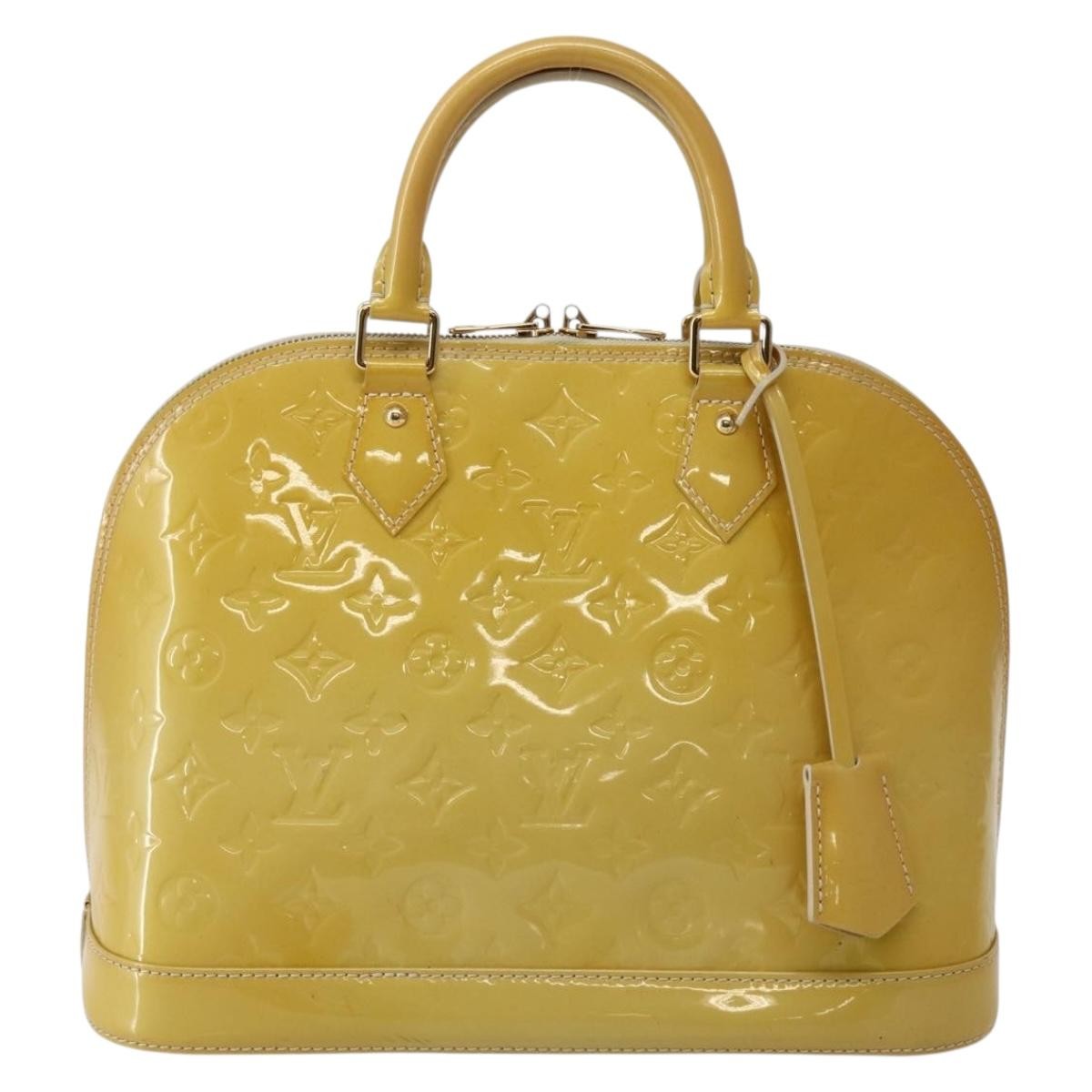Louis Vuitton Alma Handbag Monogram Vernis, YELLOW, PATENT_LEATHER, Handbag
