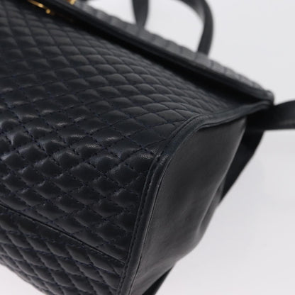 Bally Vintage Handbag Quilted Leather, NAVY, LEATHER, Handbag