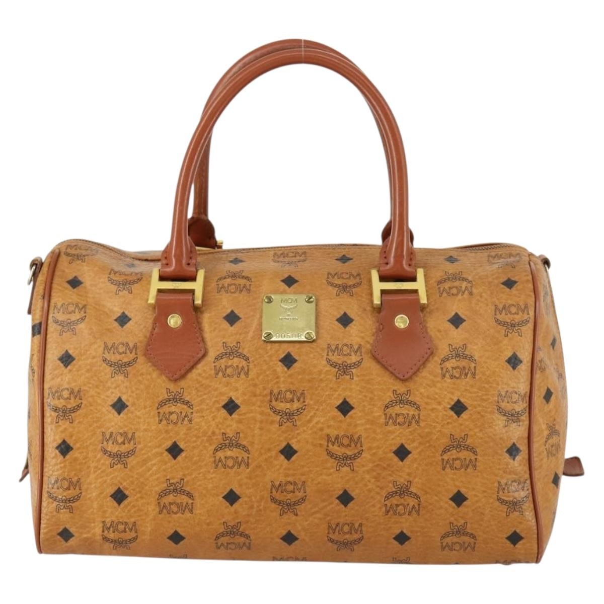 MCM Visetos logogramme Handbag Canvas and Leather, BROWN, CANVAS, Handbag