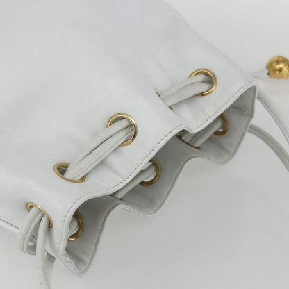 Chanel Vintage CC Drawstring Bucket Bag Caviar, WHITE, LEATHER, Shoulder bag