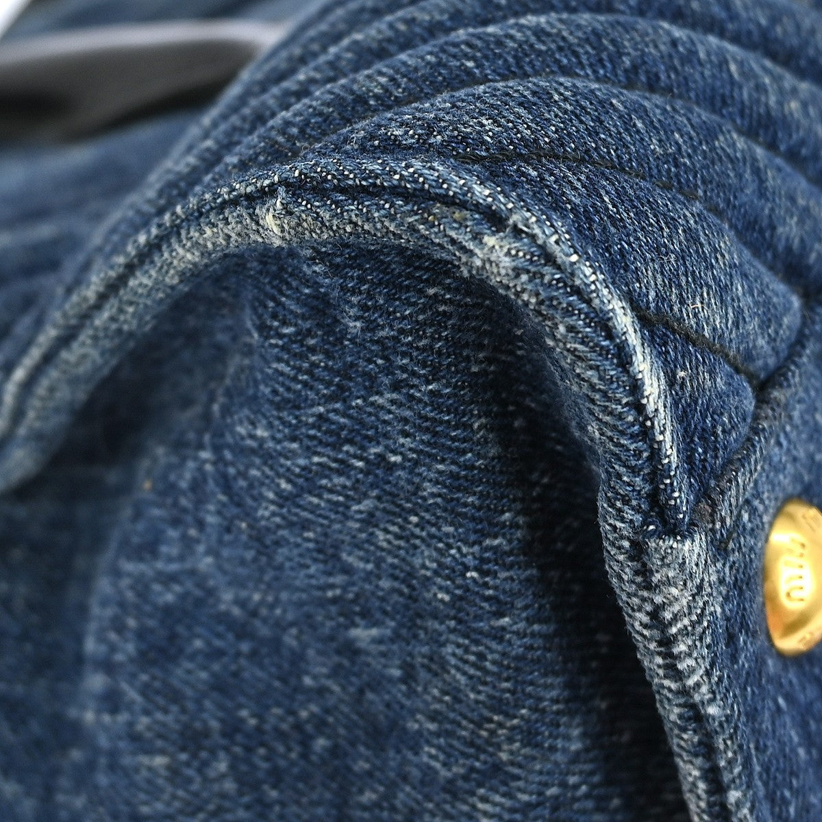 Miu Miu Biker Convertible Tote Denim with Leather, BLUE, DENIM_JEANS, Tote bag