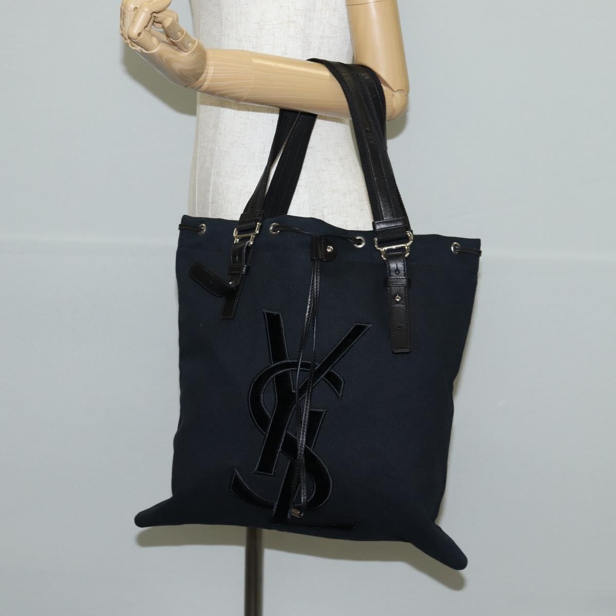 Saint Laurent Kahala Drawstring Tote Canvas, BLACK, CANVAS, Tote bag