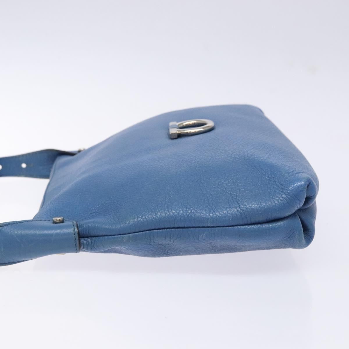 Salvatore Ferragamo Gancini Shoulder Bag Leather, BLUE, LEATHER, Shoulder bag