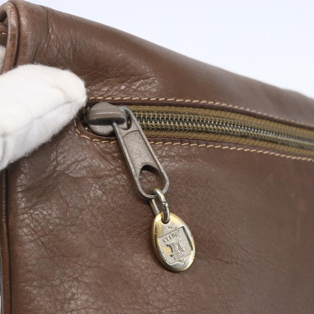 Celine Vintage Shoulder Bag Leather, BROWN, LEATHER, Shoulder bag