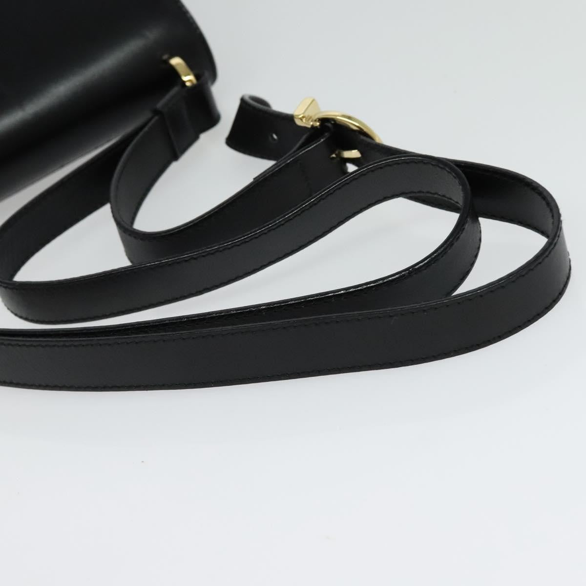 Salvatore Ferragamo Gancini Shoulder Bag Leather, BLACK, LEATHER, Shoulder bag