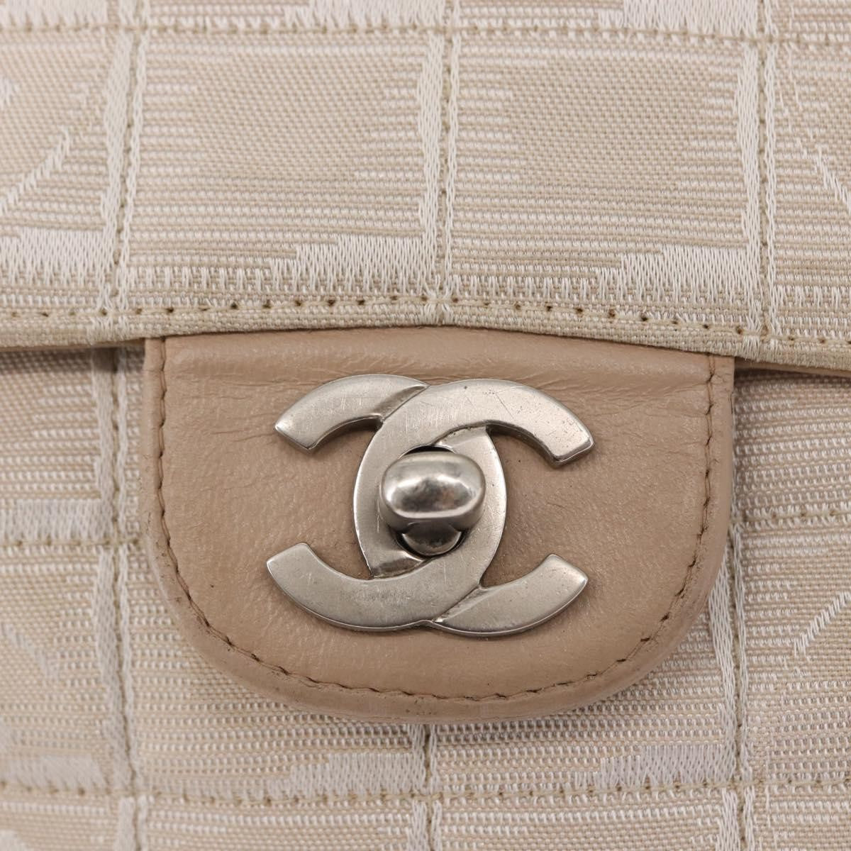 Chanel Travel Line Flap Bag Canvas, BEIGE, CANVAS, Shoulder bag