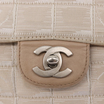 Chanel Travel Line Flap Bag Canvas, BEIGE, CANVAS, Shoulder bag