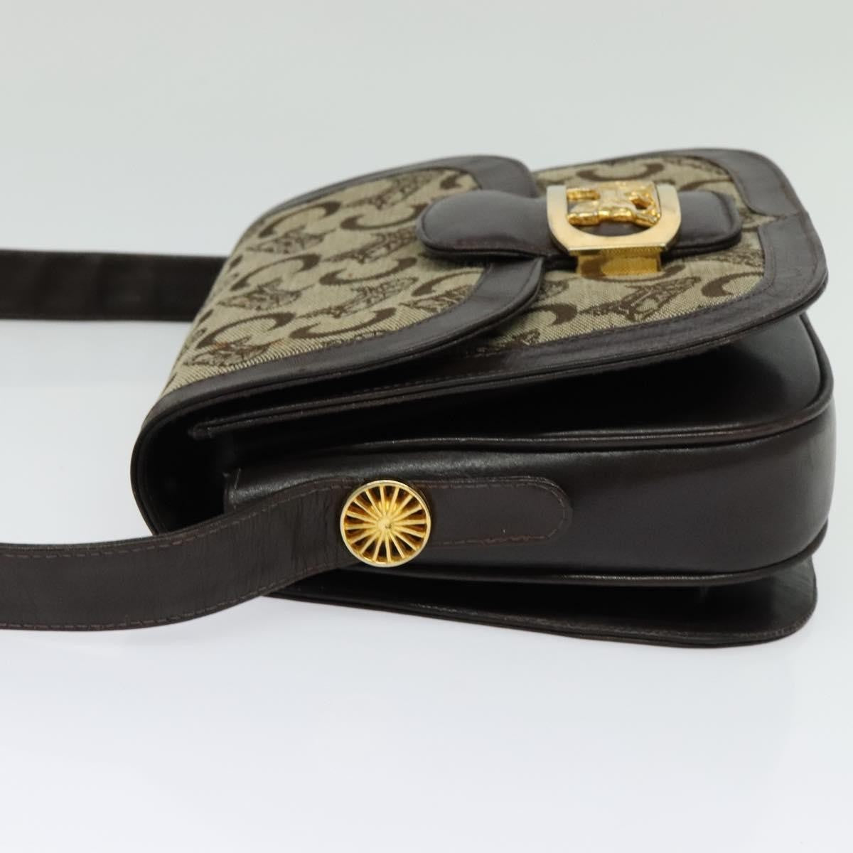 Celine C Sulky Shoulder bag Canvas and Leather, BEIGE, CANVAS, Shoulder bag