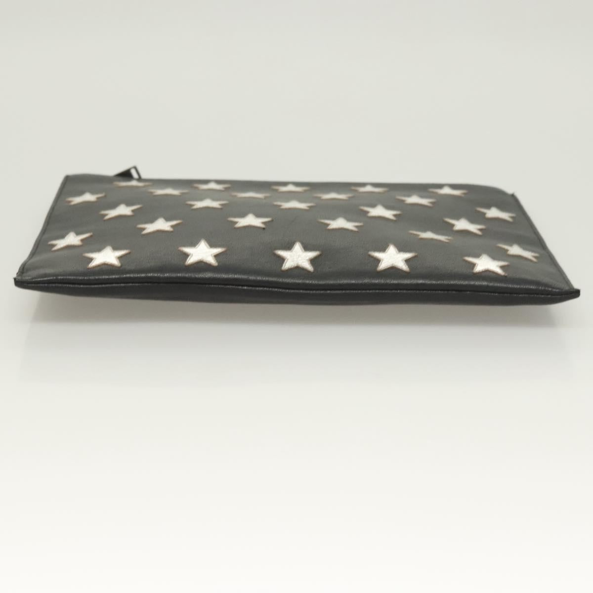Saint Laurent Stars Zip Pouch Leather, BLACK, LEATHER, Clutche & pouche
