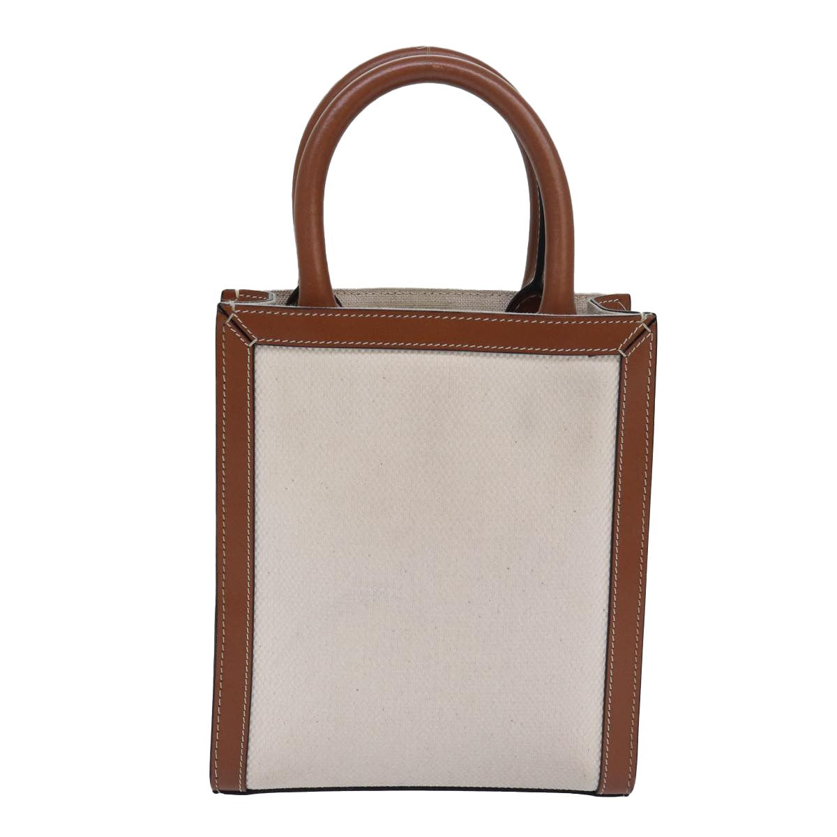 Celine Vertical Cabas Tote Canvas with Leather, WHITE, CANVAS, Handbag