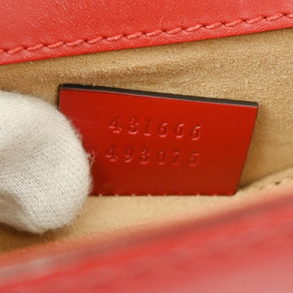 Gucci Sylvie Shoulder Bag Leather, RED, LEATHER, Shoulder bag