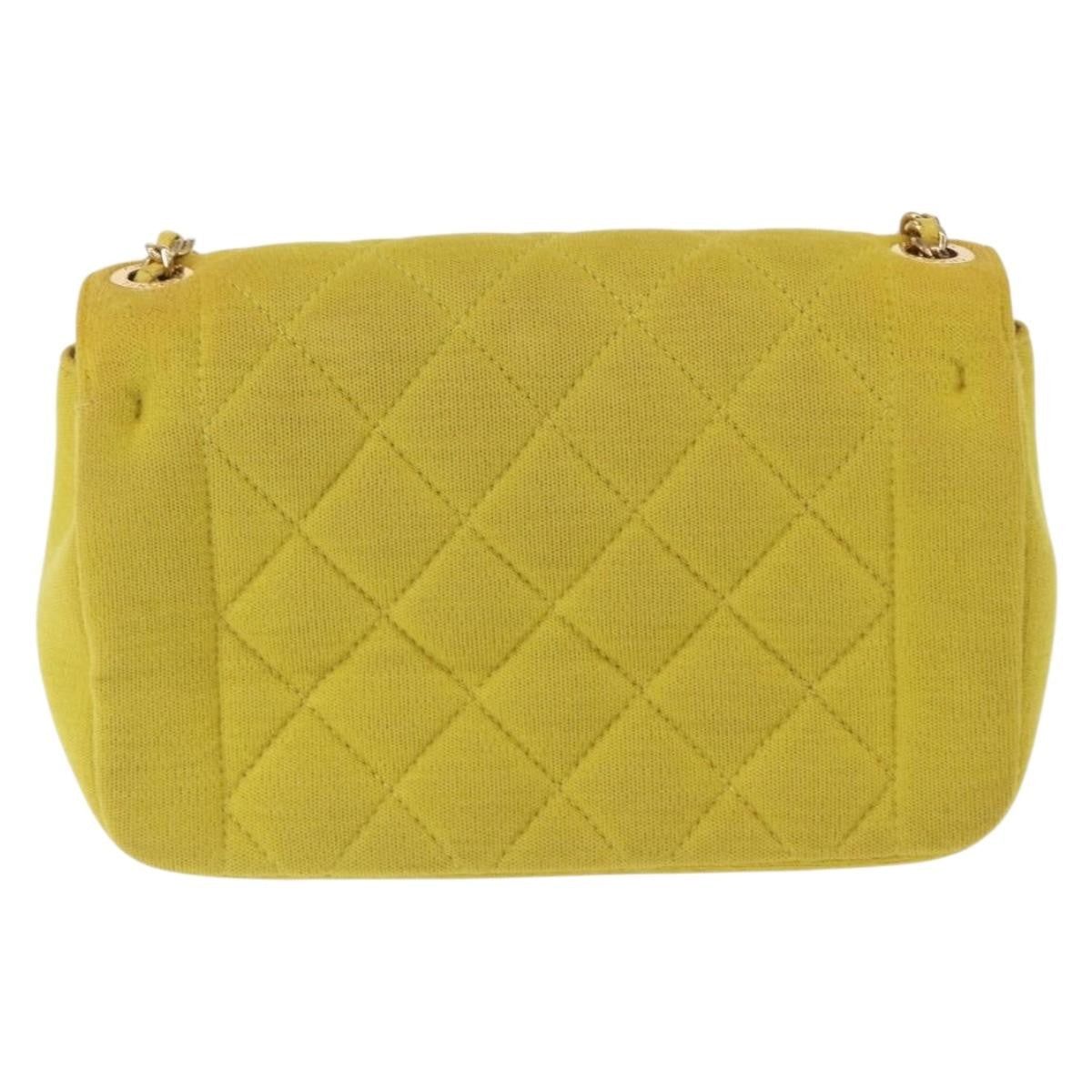 Chanel Chic With Me Flap Bag Quilted Jersey, YELLOW, COTTON, Shoulder bag