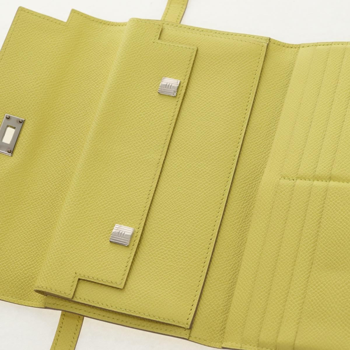 Hermes Kelly Wallet Epsom, YELLOW, LEATHER, Wallets