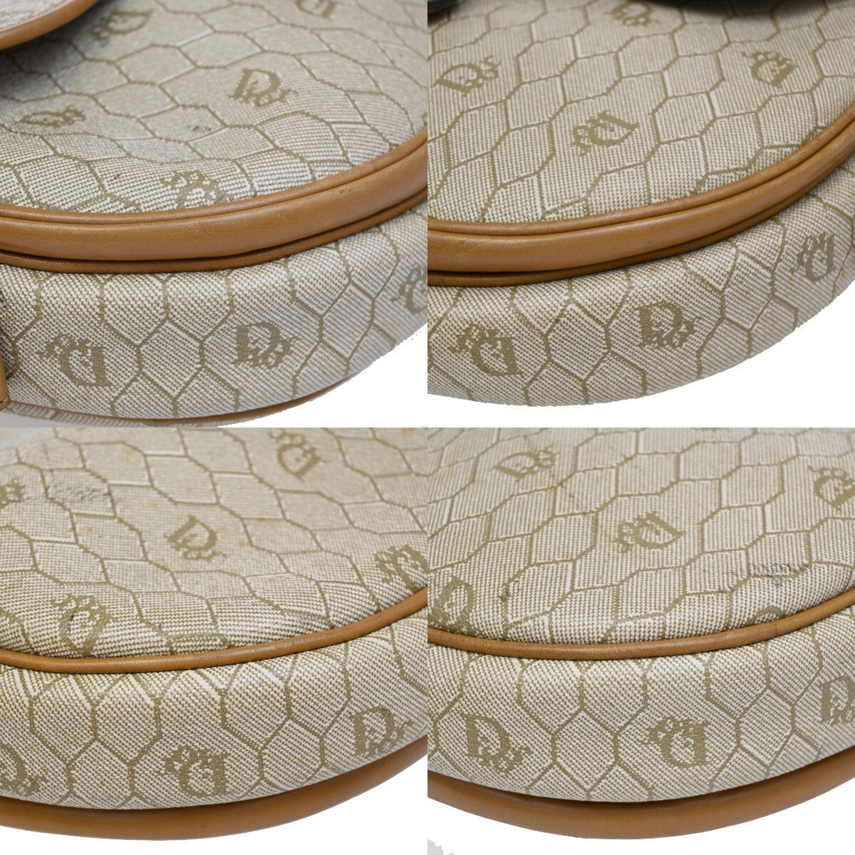 Christian Dior Vintage Honeycomb Flap Crossbody Bag Coated Canvas, BROWN, CANVAS, Crossbody bag