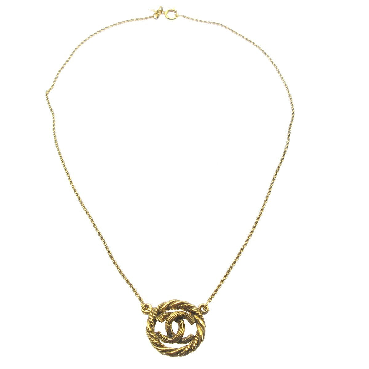 Chanel CC Round Pendant Necklace Metal, GOLD, GOLD_PLATED, Necklace