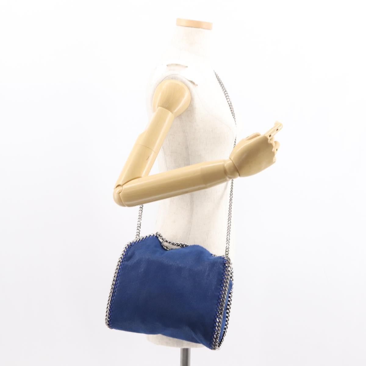 Stella McCartney Falabella Fold Over Crossbody Bag Shaggy Deer, BLUE, POLYESTER, Shoulder bag