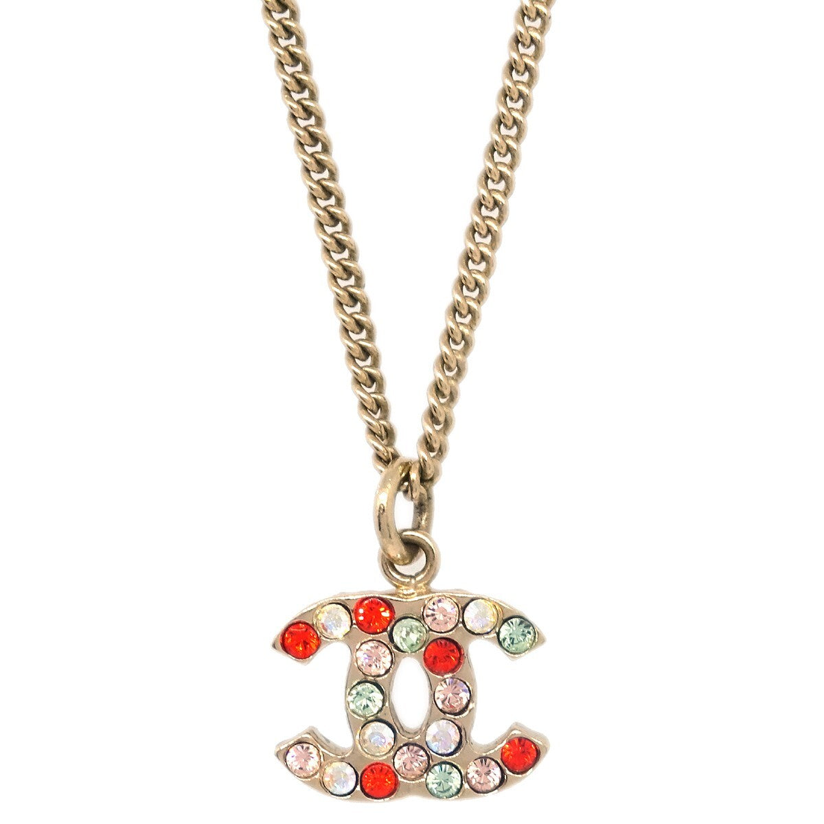 Chanel Rainbow CC Pendant Necklace Metal and Crystals, SILVER, METAL, Necklace