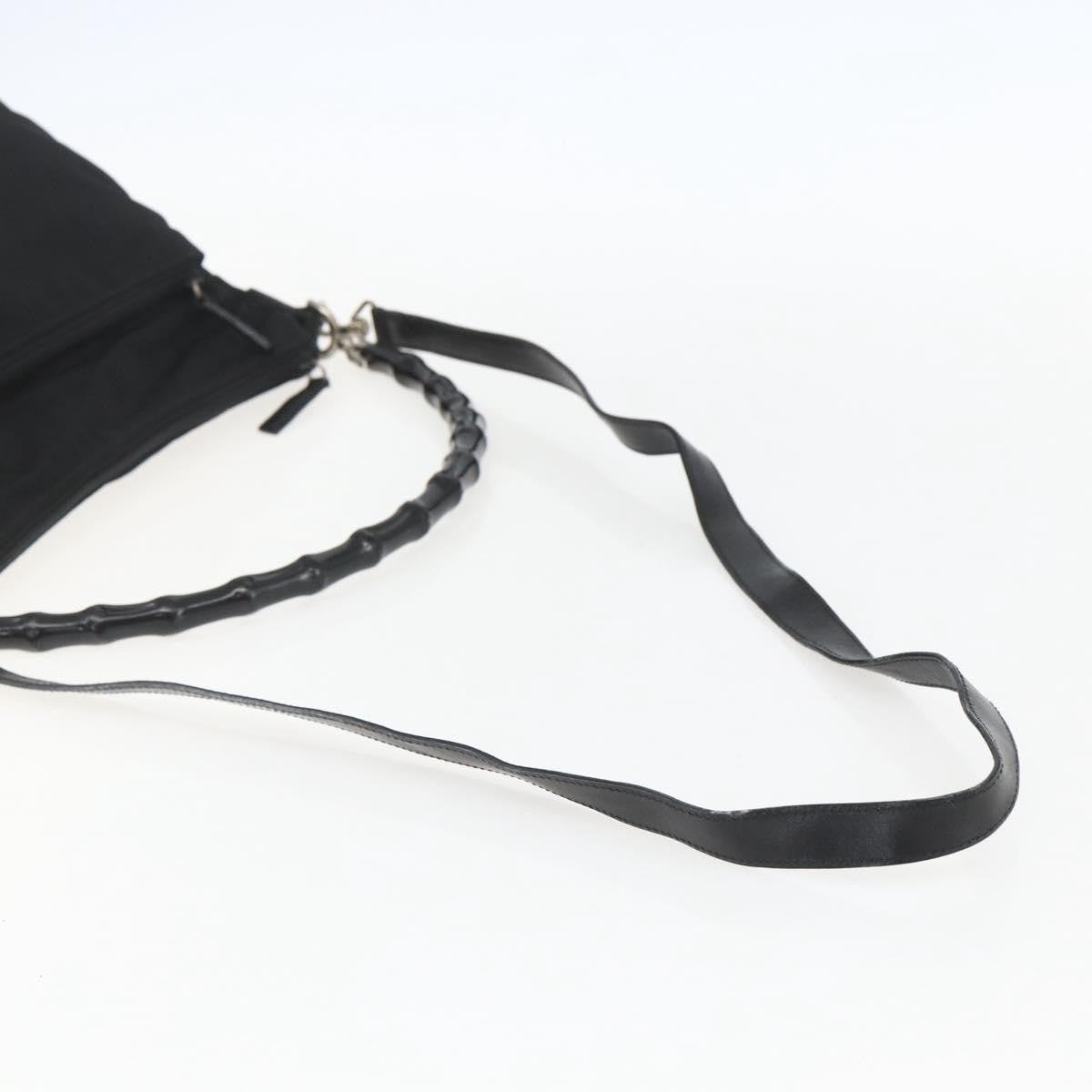 Gucci Vintage Bamboo Shoulder Bag Nylon, BLACK, NYLON, Shoulder bag