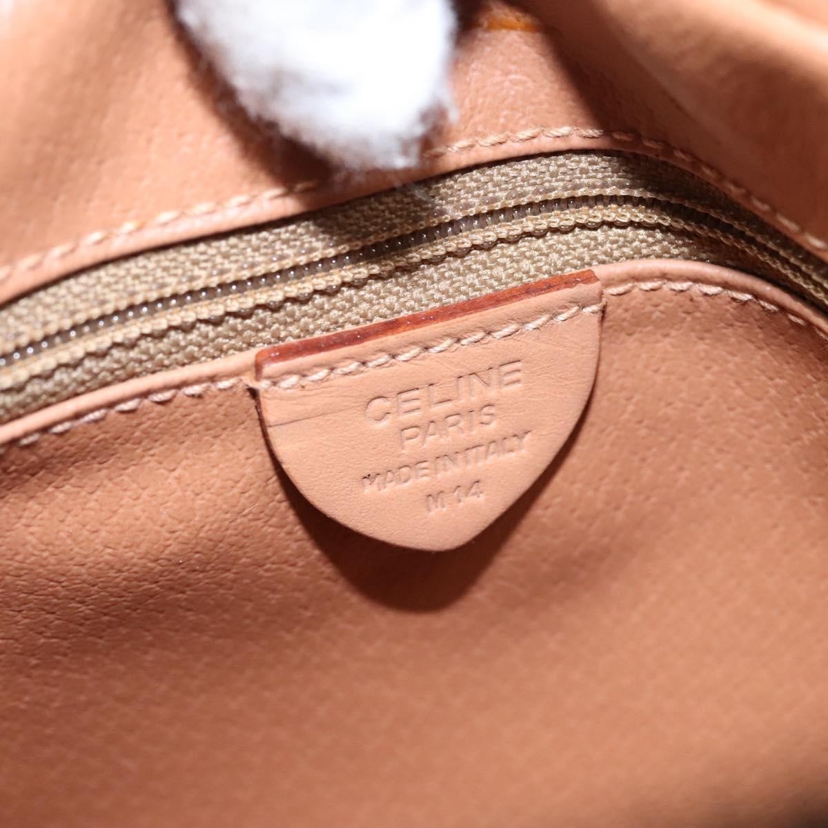 Celine Vintage Macadam Shoulder Bag Canvas and Leather, BEIGE, CANVAS, Shoulder bag