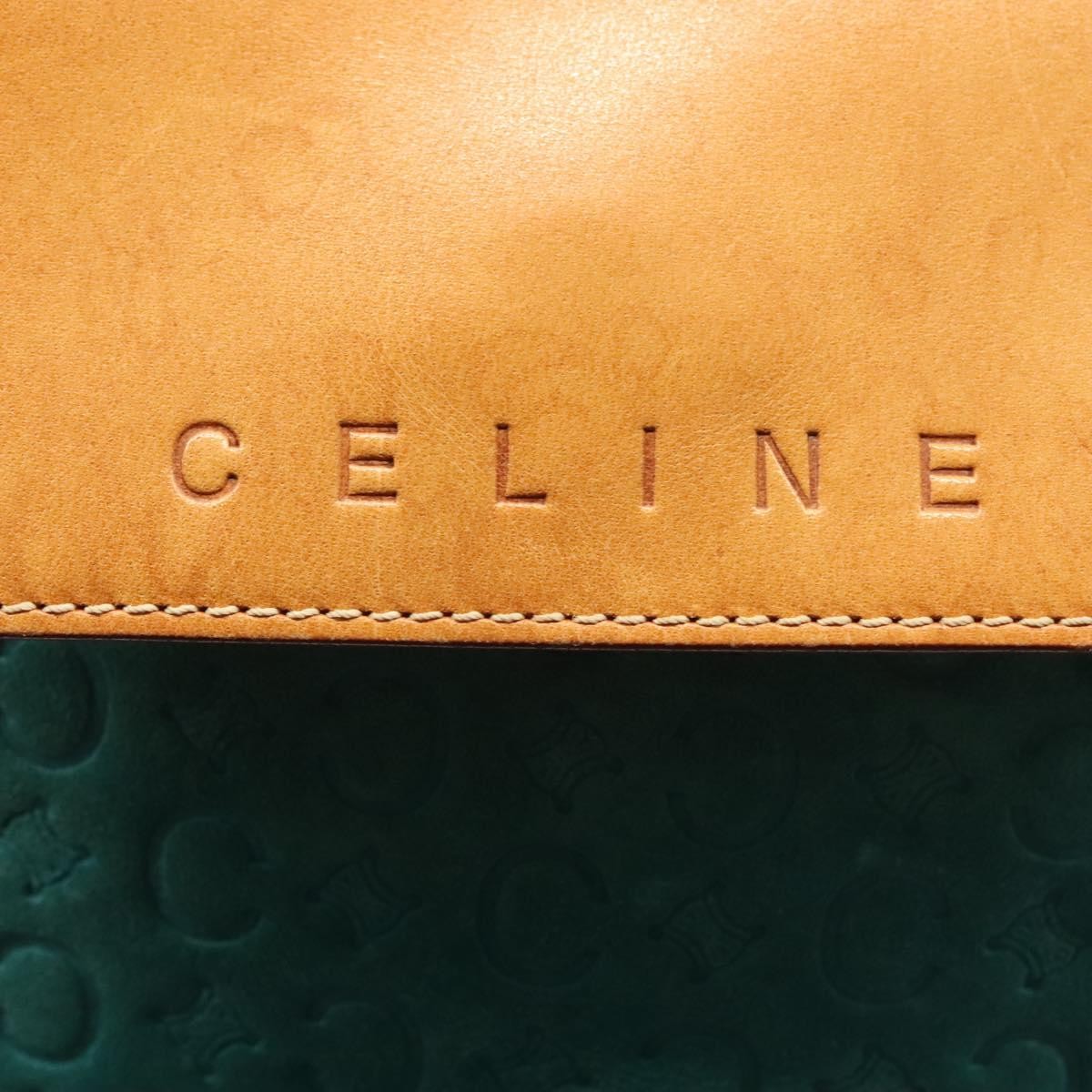 Celine Macadam Shoulder Bag Canvas, TURQUOISE, SUEDE, Shoulder bag