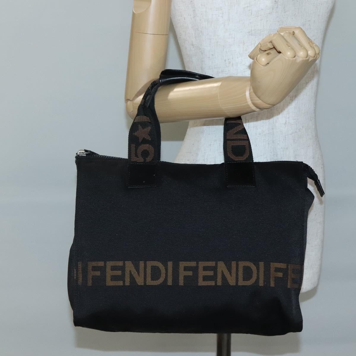 Fendi Vintage Convertible Logo Weekender Nylon, BLACK, CANVAS, Handbag