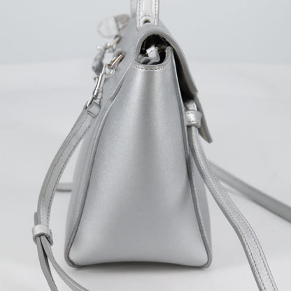 Celine Belt Bag Textured Leather, SILVER, LEATHER, Shoulder bag