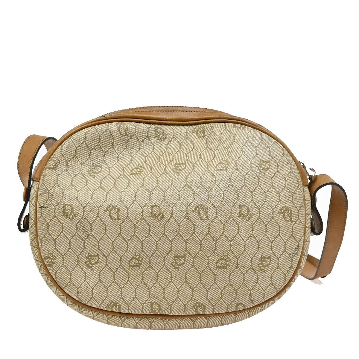 Christian Dior Vintage Honeycomb Flap Crossbody Bag Coated Canvas, BROWN, CANVAS, Crossbody bag