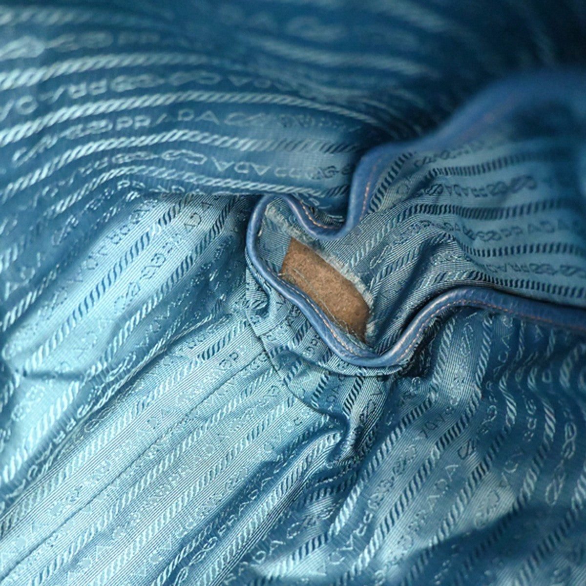 Prada Vintage Tote Leather, BLUE, LEATHER, Tote bag