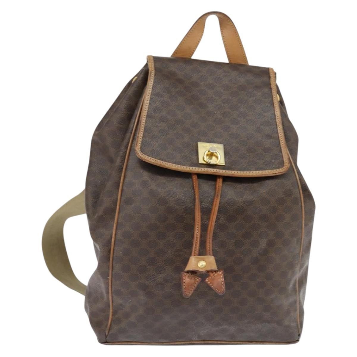 Celine Vintage Backpack Macadam Canvas, BROWN, CANVAS, Backpack